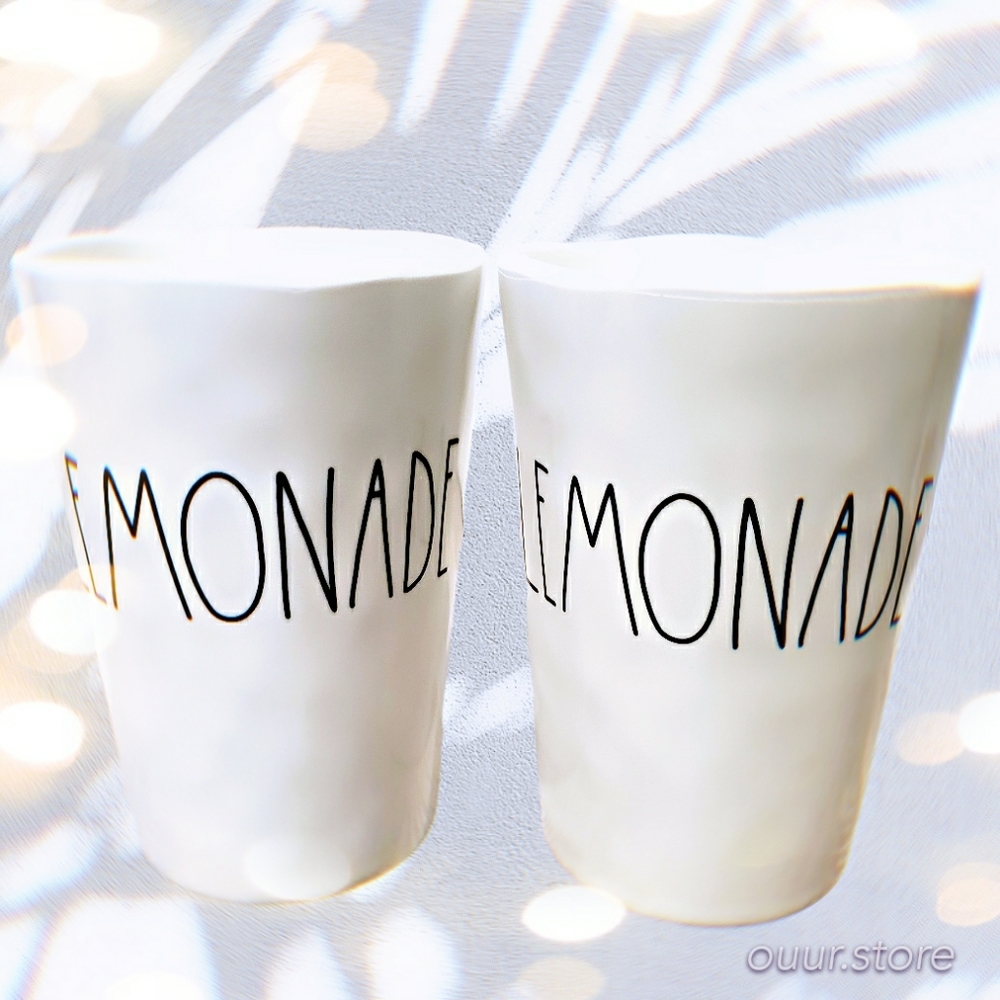 (2) Rae Dunn "LEMONADE" 5 inch Cups